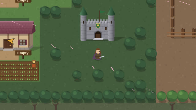 The hero before the Hearthvale Keep, flying the house crest